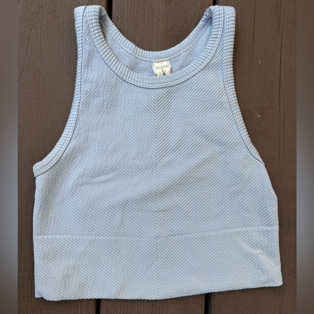 Mahina Light Blue Ribbed Tank